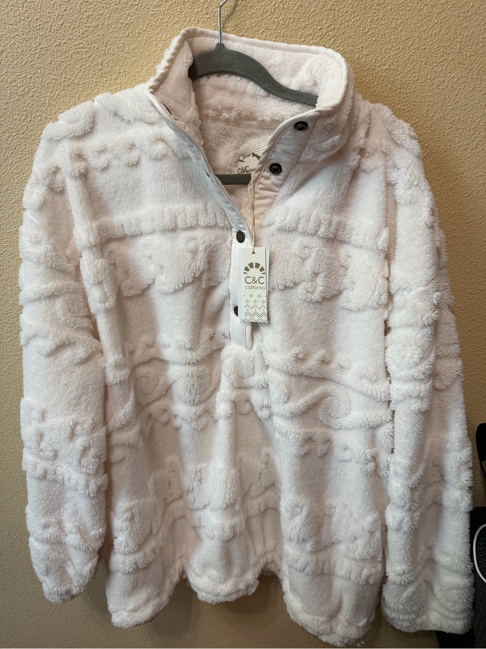 C&C California Kids Plush Cream Fleece Pullover Jacket